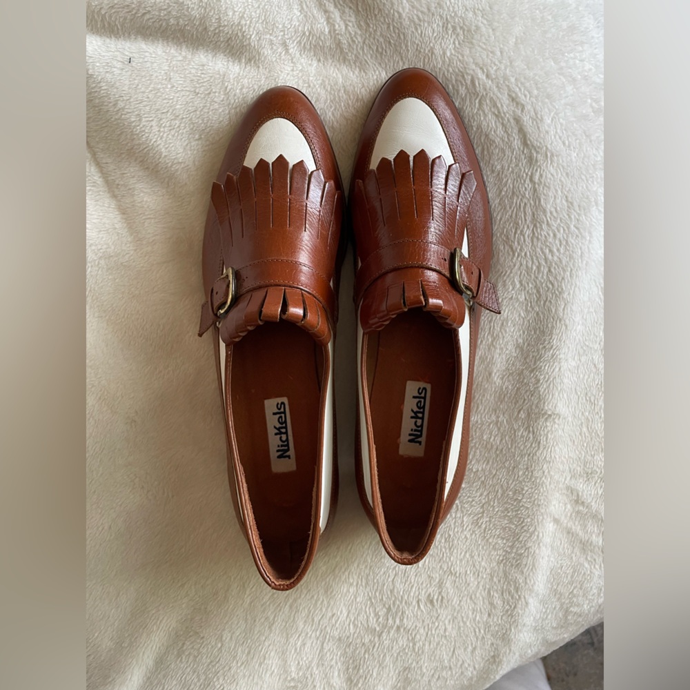 Beautiful white - brown vintage loafers